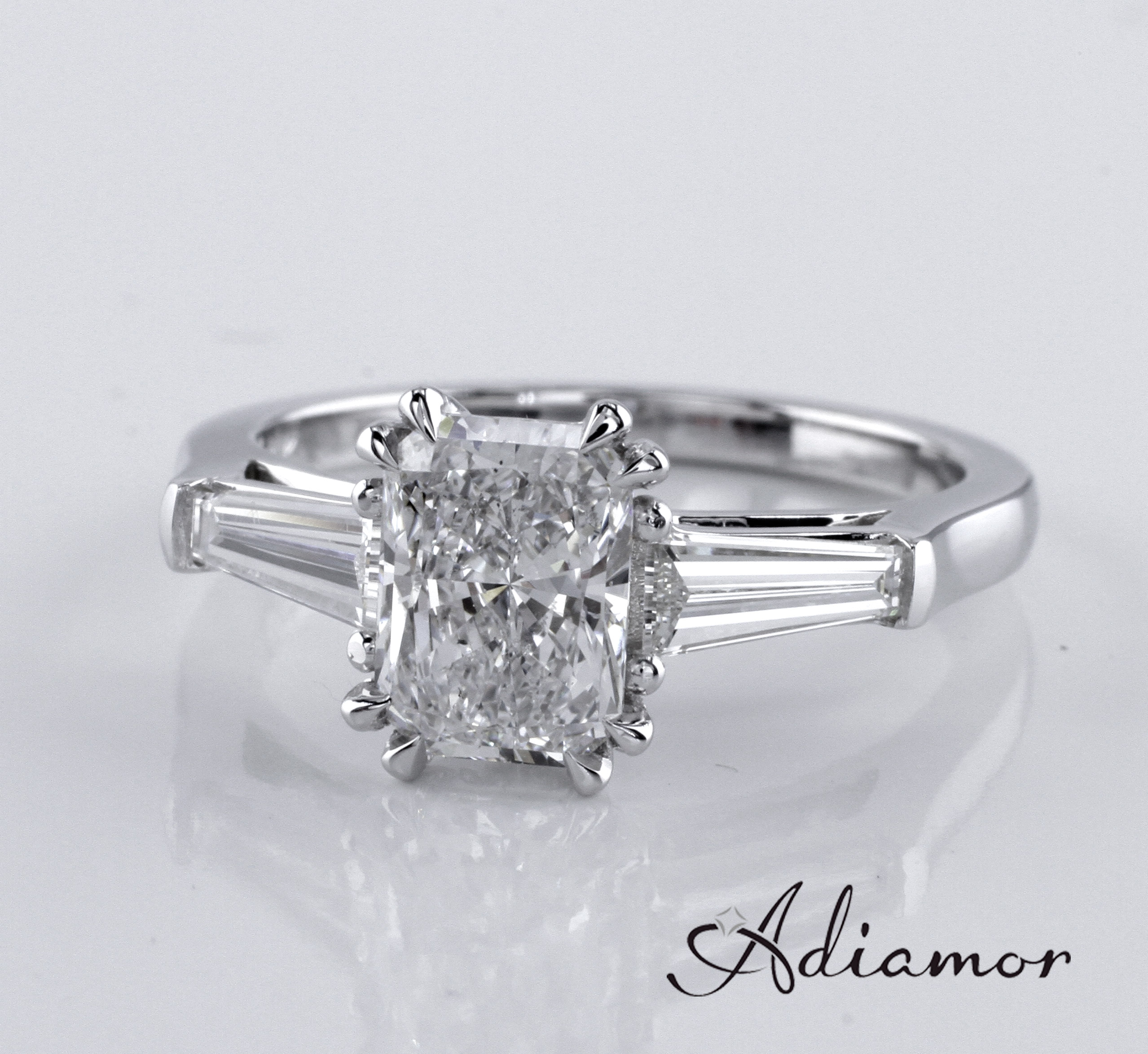 3 stone engagement rings with baguettes