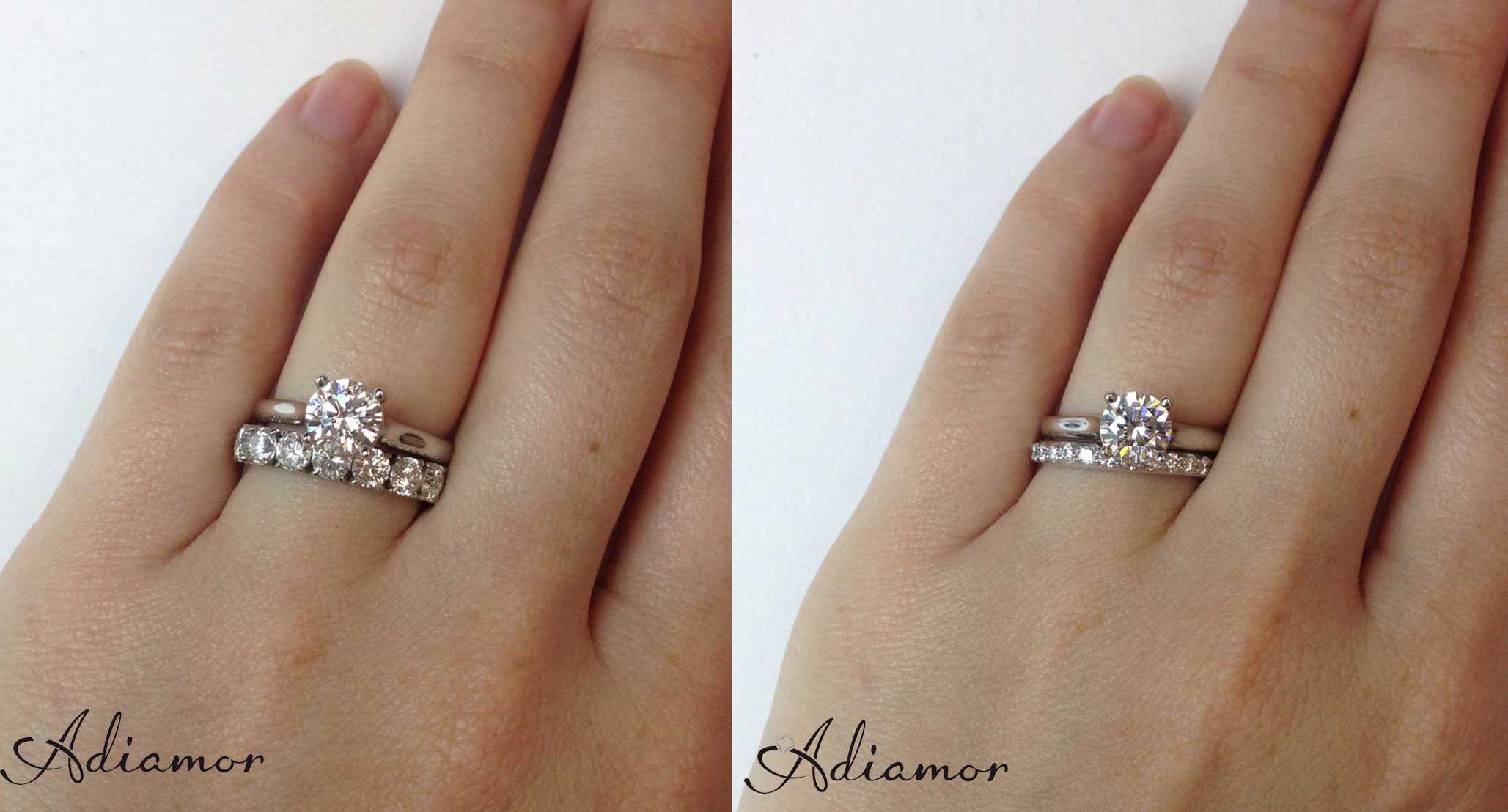 Solitaire engagement ring and wedding band