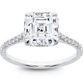 Asscher Cut Diamond Engagement Ring with white gold metal