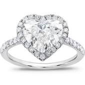 heart shaped diamond engagement ring with white gold metal
