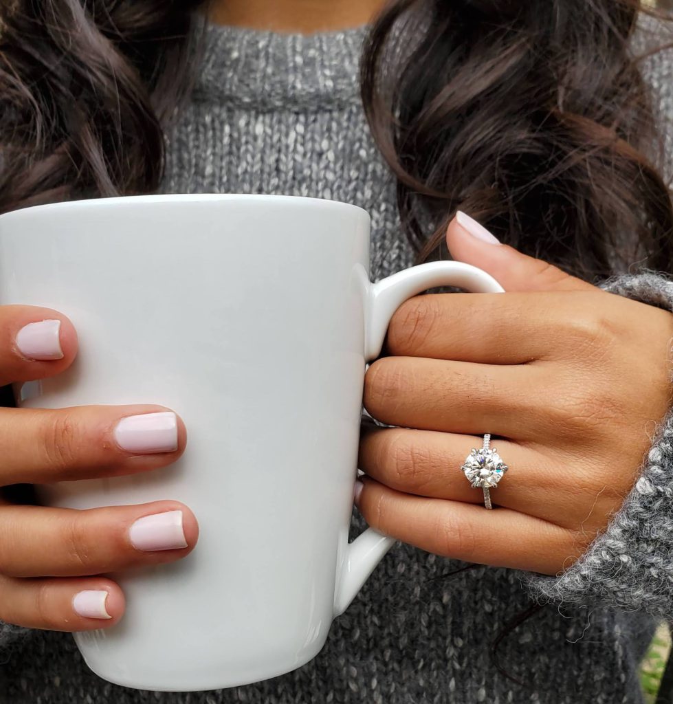 hidden halo engagement ring top view