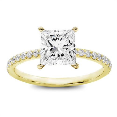 princess cut yellow gold engagement ring