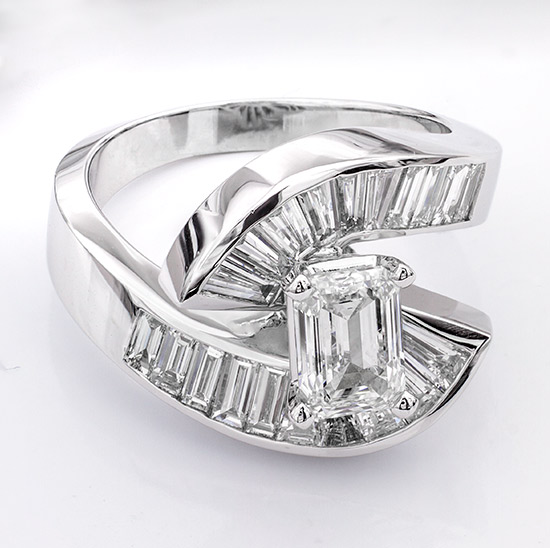 2.50 Cttw. Engagement Ring with 1 Carat Emerald Center Diamond