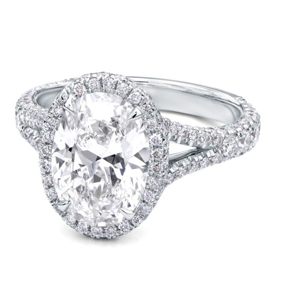 Oval Shaped Split Shank Diamond Ring