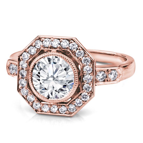 Art Deco Octagon Halo Engagement Ring