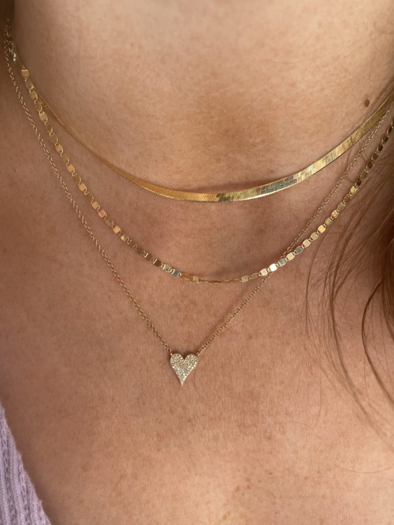 pave diamond heart necklace