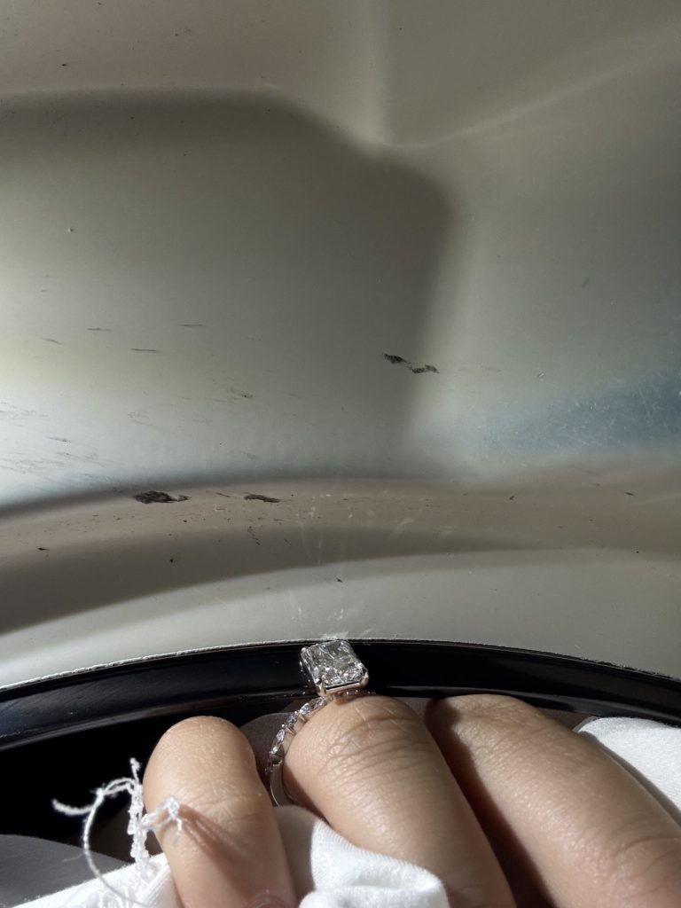 engagement_ring_damaged_taking_sheets_outdryer Engagement ring hitting rim of the dryer while doing laundry