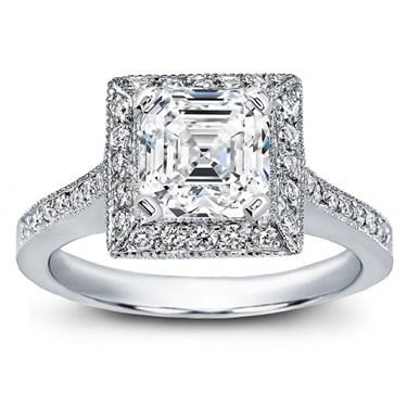 Art Deco Inspired Asscher Cut Diamond Engagement Ring by Adiamor