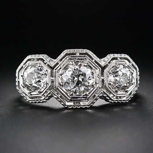 Art Deco 3-Stone Engagement Ring, Image Courtesy of laantiques.com