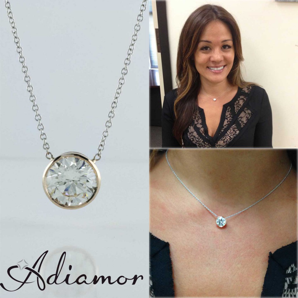Adiamor's rose gold diamond bezel pendant