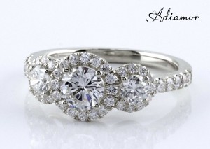 Adiamor's three halo diamond ring