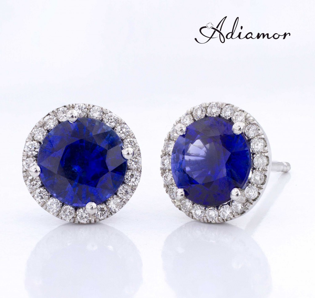 Adiamor's sapphire diamond halo earrings
