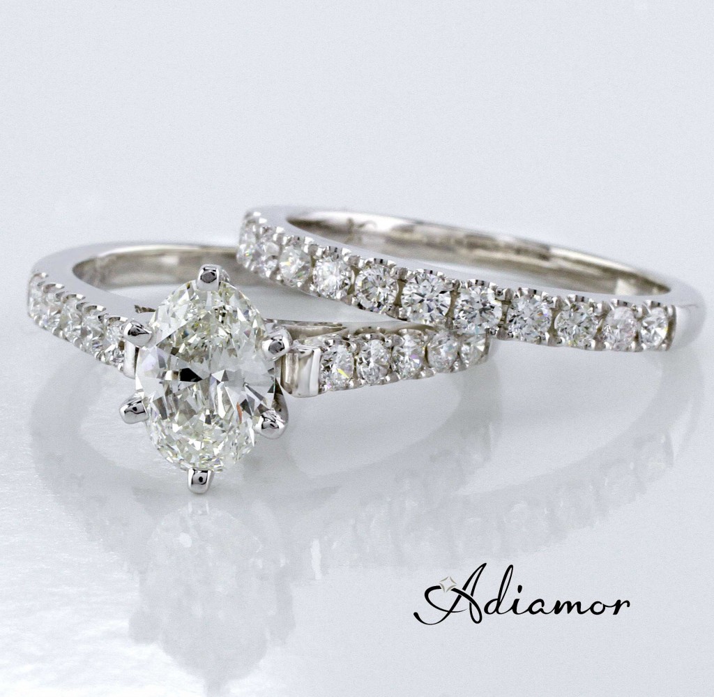 Oval Diamond Engagement Ring and Wedding Band