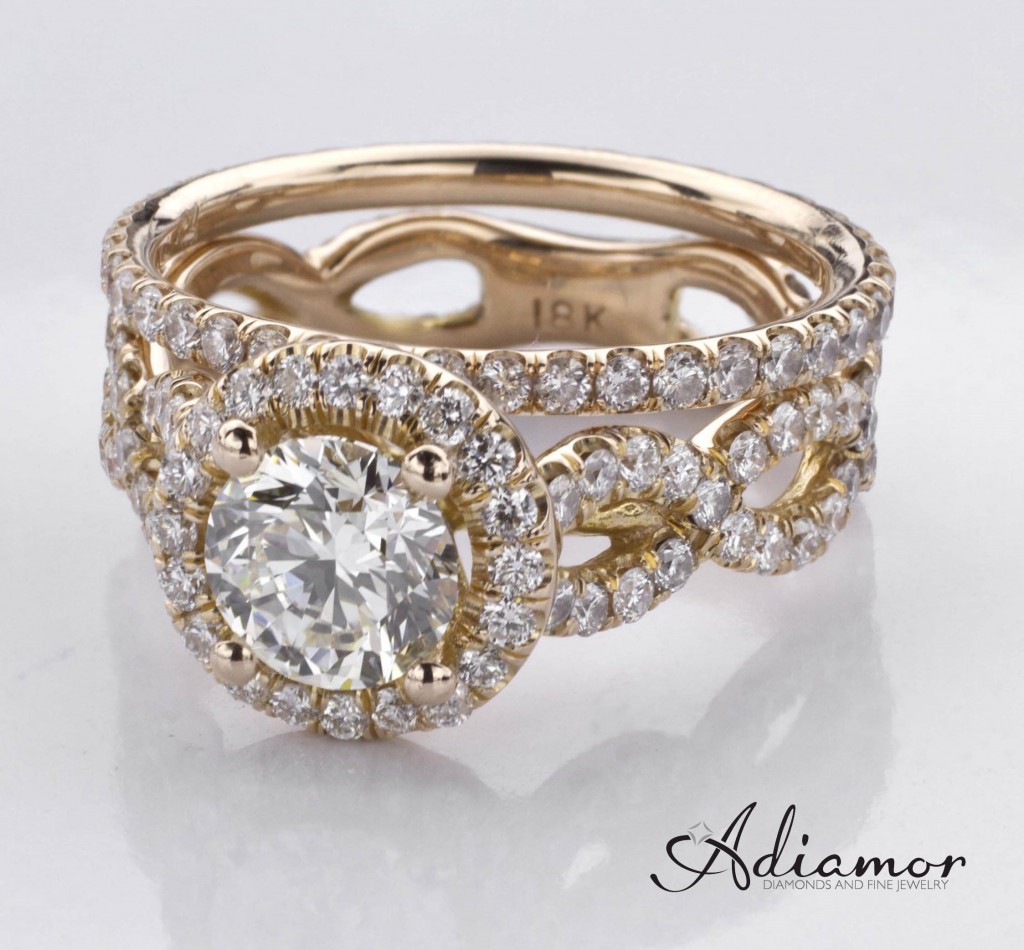 R2932, the twisted pave halo, and the wedding band R2941 in rose gold.