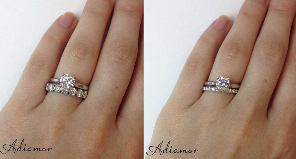 Solitaire Diamond Ring with 1 cttw and 3 cttw Eternity Bands