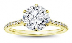 6 Prong Diamond Band And Basket Engagement Setting 14K Yellow Gold