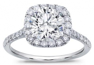 French Cut Cushion Halo Setting 18K White Gold