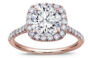 French Cut Cushion Halo Setting 18K Rose Gold