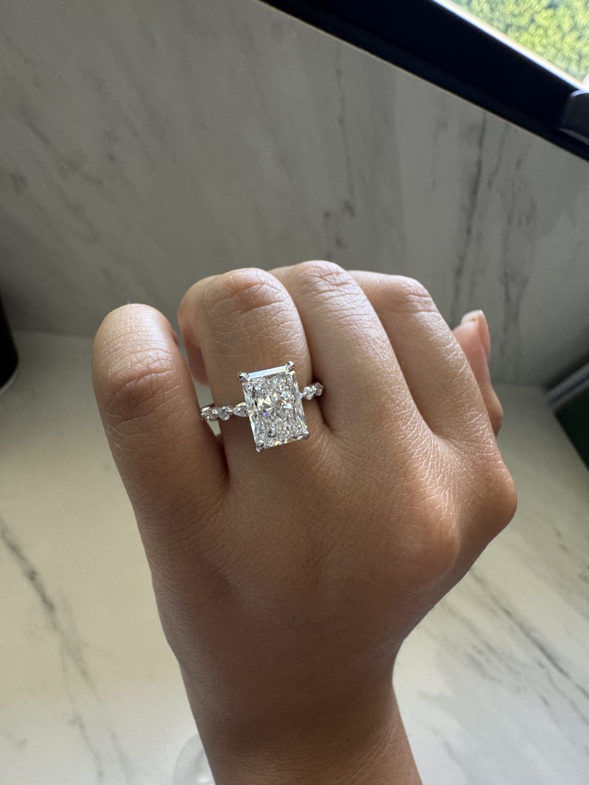 Engagement ring on the hand