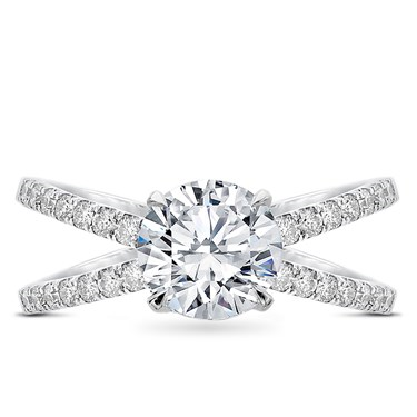 Diamond Criss Cross Engagement Ring Setting - R3095